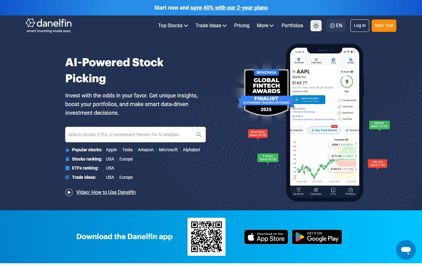Danelfin AI stock picker homepage