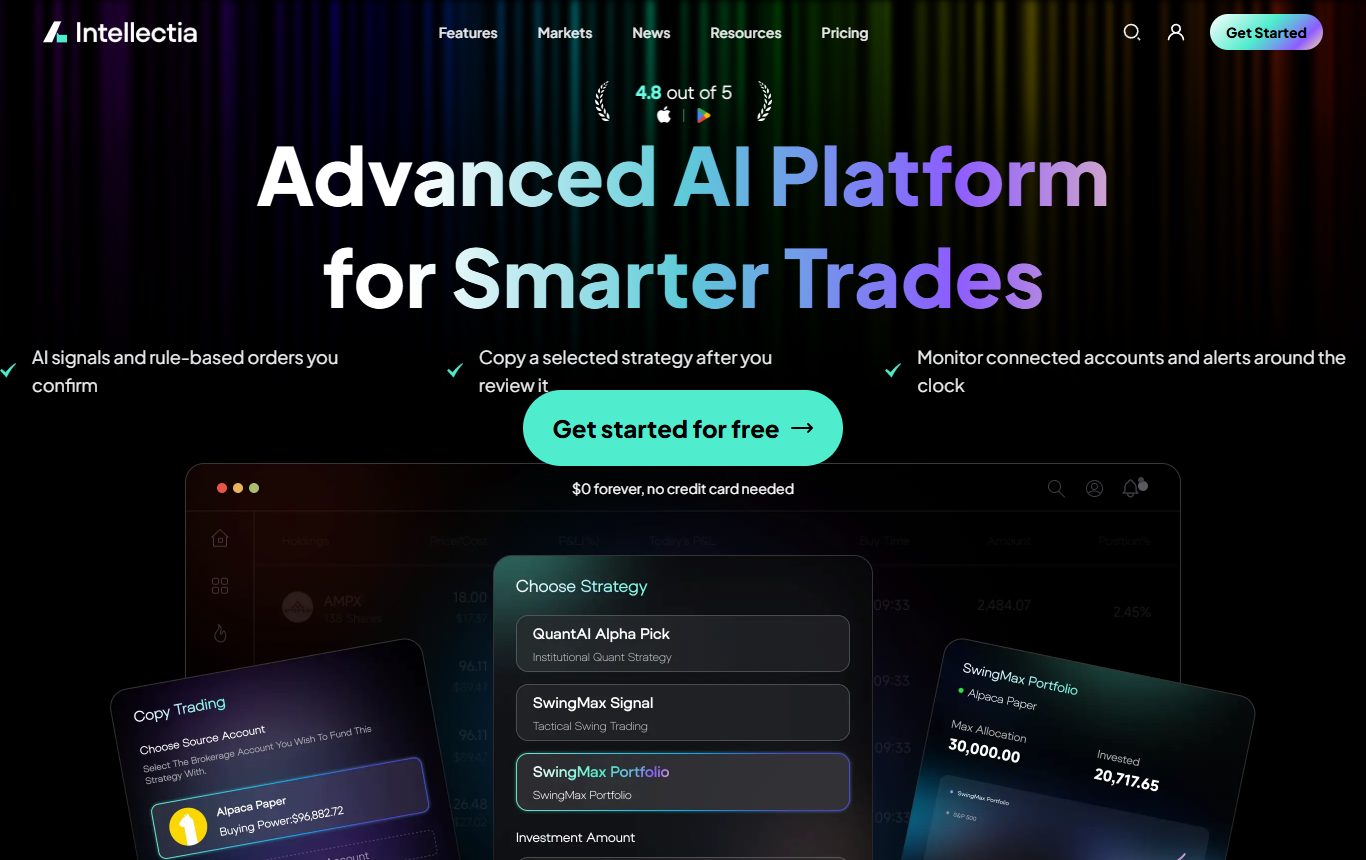 Intellectia AI investing platform homepage