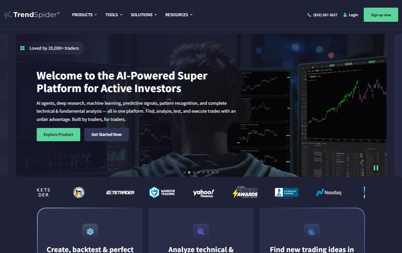 TrendSpider automated technical analysis platform homepage