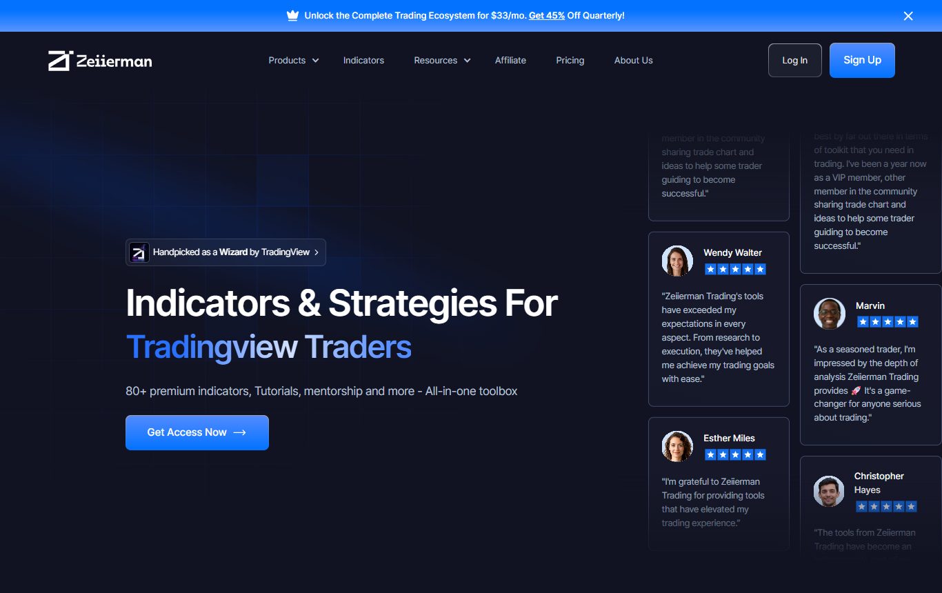 Zeiierman premium TradingView indicators homepage